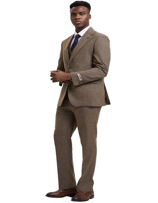 Men's Stacy Adams Modern Fit Vested Taupe Suit