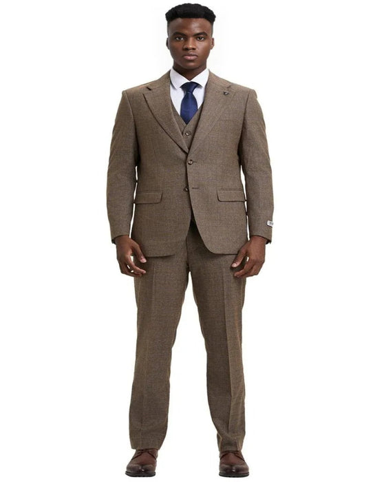 Men's Stacy Adams Modern Fit Vested Taupe Suit