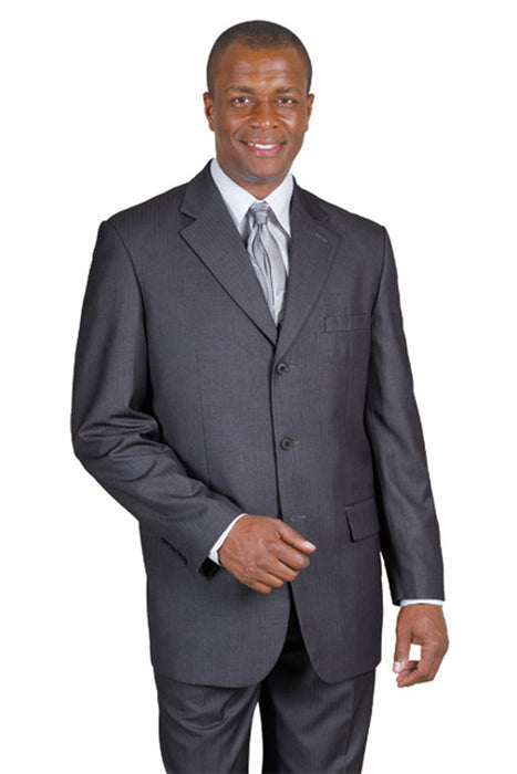 Mens Classic 3 Button Wool Feel Tonal Pinstripe Suit in Grey