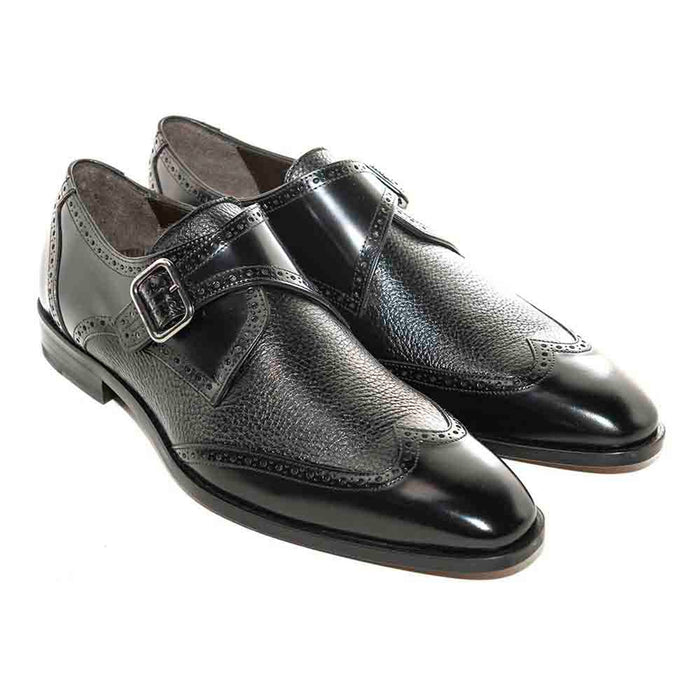 Mezlan Shoes Made in Spain - Senator By Mezlan In Black Monkstrap Genuine Deerskin