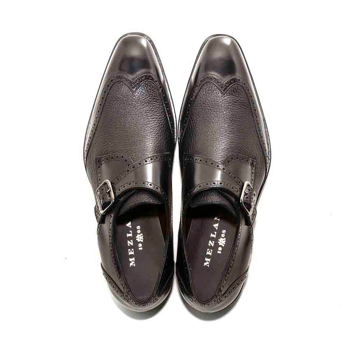 Mezlan Shoes Made in Spain - Senator By Mezlan In Black Monkstrap Genuine Deerskin