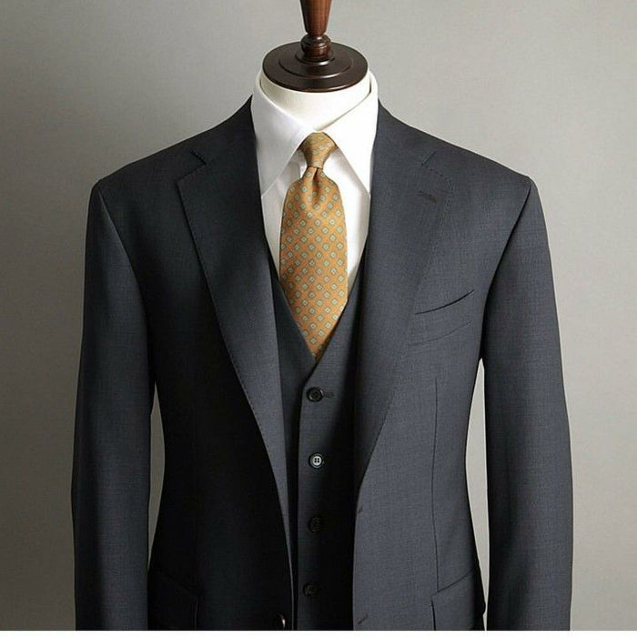 Two Button Dark Navy Flat Front three piece suit - Dark Blue Suit Color mensusa