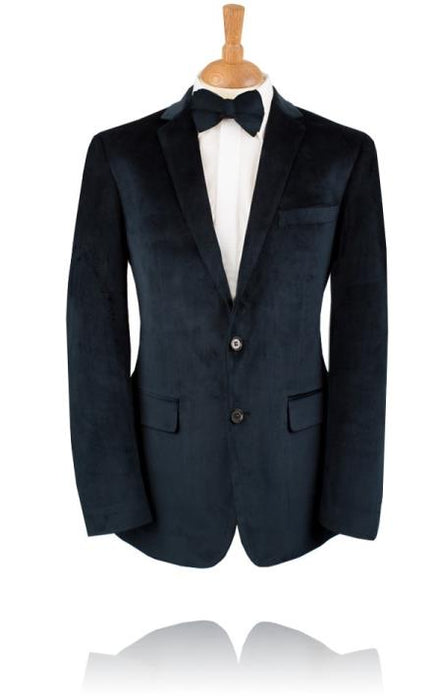 2 Button, Blue Velvet Tuxedo Jacket, Black Label Velvet Blazer - Mens Velvet Jacket