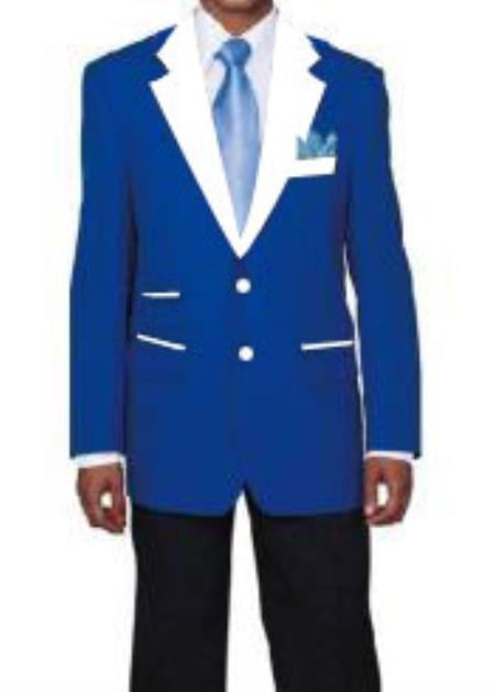 Men's 2 Buttons Royal Blue and White Lapel Tuxedo Dress Suits for Men Cheap Priced Designer Fashion Dress Casual Blazer For Men On Sale Blazer