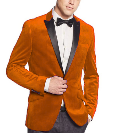 Orange Mens Big and Tall Velvet Blazer - Velvet Sport Coat