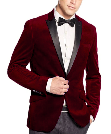 Burgundy Mens Big and Tall Velvet Blazer - Velvet Sport Coat