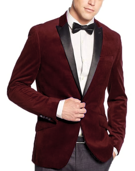 Burgundy Mens Big and Tall Velvet Blazer - Velvet Sport Coat