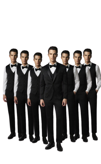 Groomsmen Package Deal Vest & Pants Slacks + Shirt & Tie Set (no Jacket) Black