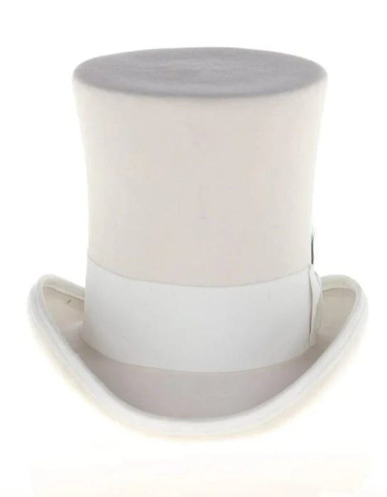 Victorian Steampunk Top Hat - 1800 19th Century - Dressy Loden Felt Top White Hat