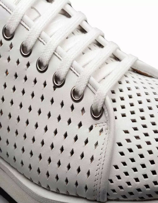 Mezlan Shoes Made in Spain - Mezlan Luce White Perforated Leather Sneaker