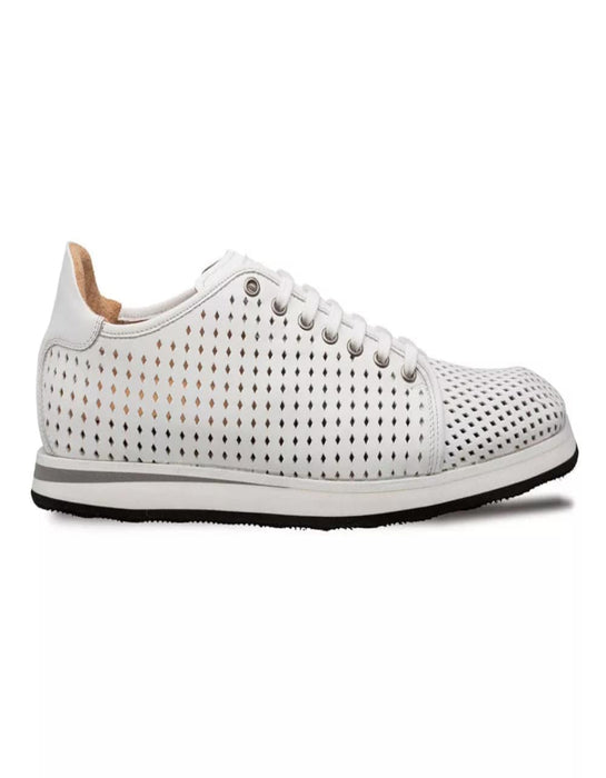 Mezlan Shoes Made in Spain - Mezlan Luce White Perforated Leather Sneaker