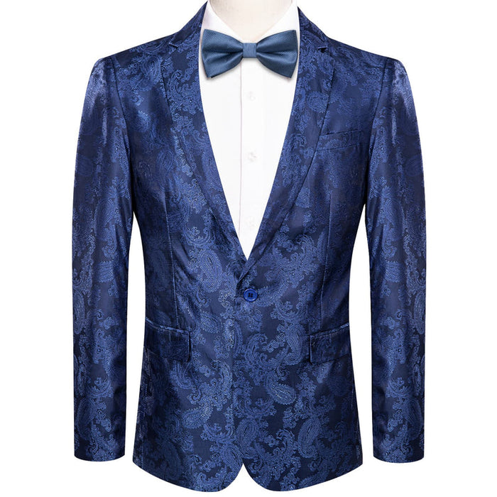 Mens Paisley Blazer - Floral Sport Coat - Royal Blue - Indigo Sport Jacket