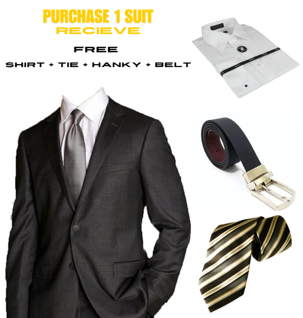 Men's Two Button Brown Slim Fit Teakwave Cheap Priced Business Suits Clearance Sale -Dress Shirt, Free Tie & Hankie Package Combo ~ Combination