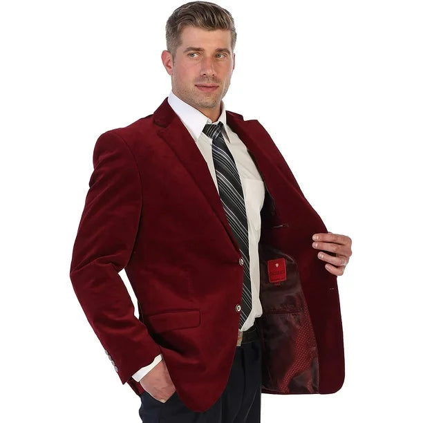 Velour Men's blazer Jacket Velvet Burgundy ~ Maroon ~ Wine Color Sport Coat Cheap Priced Unique Fashion De