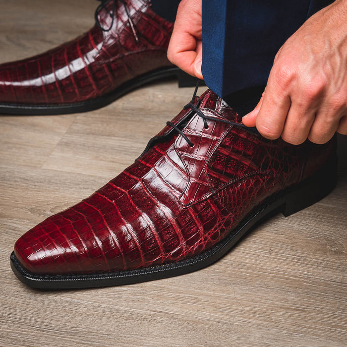 Mezlan Shoes Made in Spain - Mezlan Crocodile Derby Shoes - Mezlan Crocodile Derby Dress Shoes - Mezlan Dress Shoe On Sale