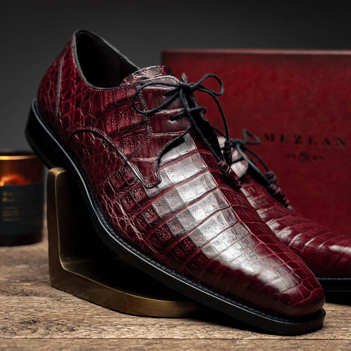 Mezlan Shoes Made in Spain - Mezlan Crocodile Derby Shoes - Mezlan Crocodile Derby Dress Shoes - Mezlan Dress Shoe On Sale