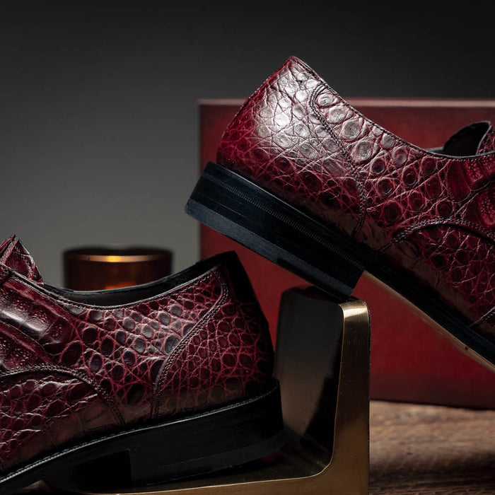 Mezlan Shoes Made in Spain - Mezlan Crocodile Derby Shoes - Mezlan Crocodile Derby Dress Shoes - Mezlan Dress Shoe On Sale