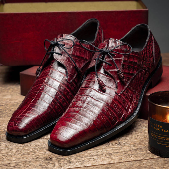 Mezlan Shoes Made in Spain - Mezlan Crocodile Derby Shoes - Mezlan Crocodile Derby Dress Shoes - Mezlan Dress Shoe On Sale