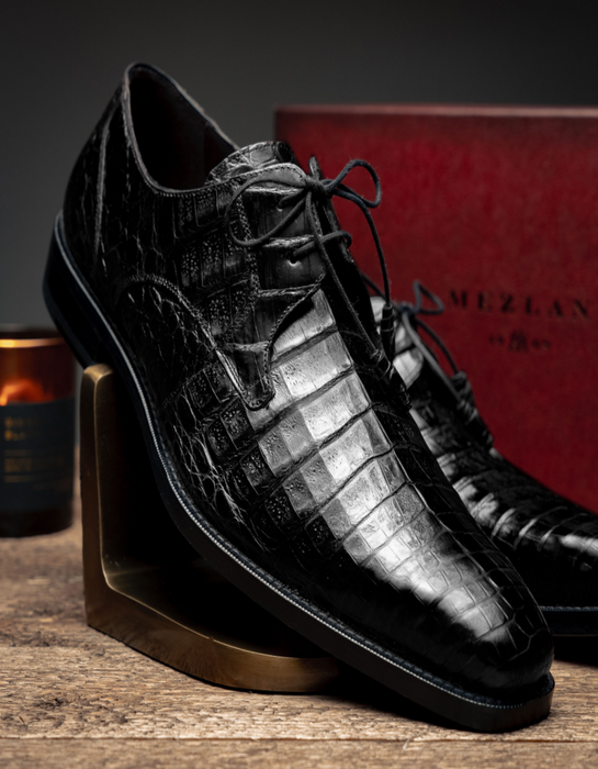 Mezlan Shoes Made in Spain - Mezlan Crocodile Derby Shoes - Mezlan Crocodile Derby Dress Shoes - Mezlan Dress Shoe On Sale