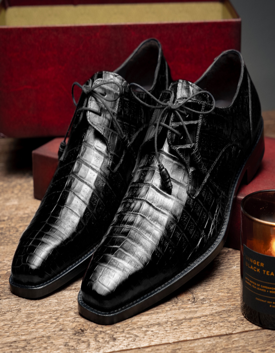 Mezlan Shoes Made in Spain - Mezlan Crocodile Derby Shoes - Mezlan Crocodile Derby Dress Shoes - Mezlan Dress Shoe On Sale