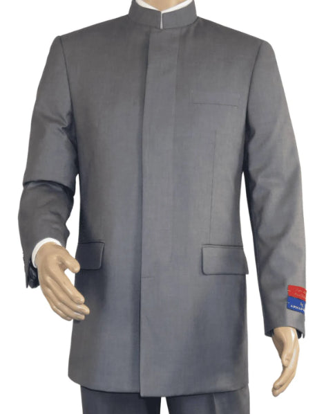 Apollo King Men's 2 Piece Nehru Style Suit Hidden Buttons