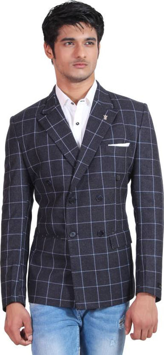 Alberto Nardoni Brand Black Wool Double breasted Plaid ~ Window Pane Blazer ~ Sport Coat Jacket