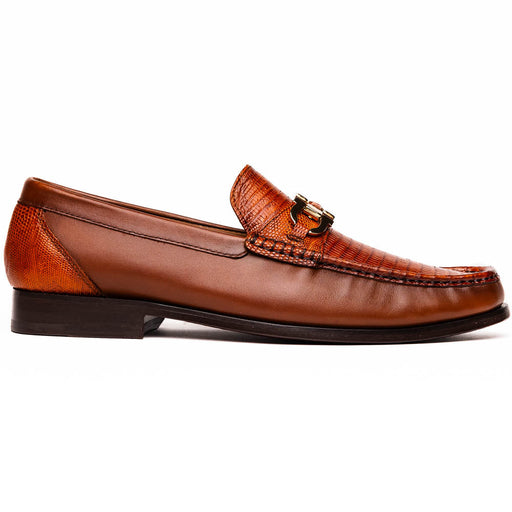 Marco Di Milano Enzo Lizard Bit Loafers Cognac