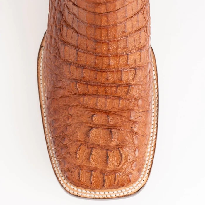 Men's Cognac Caiman Cowboy Boots - Ferrini Dakota Hornback Square Toe Leather Western Boots