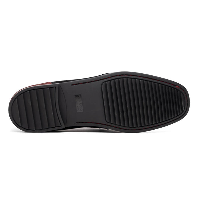 Marco Di Milano Black-Black Hugo Sueded Ostrich Leg Bit Loafers