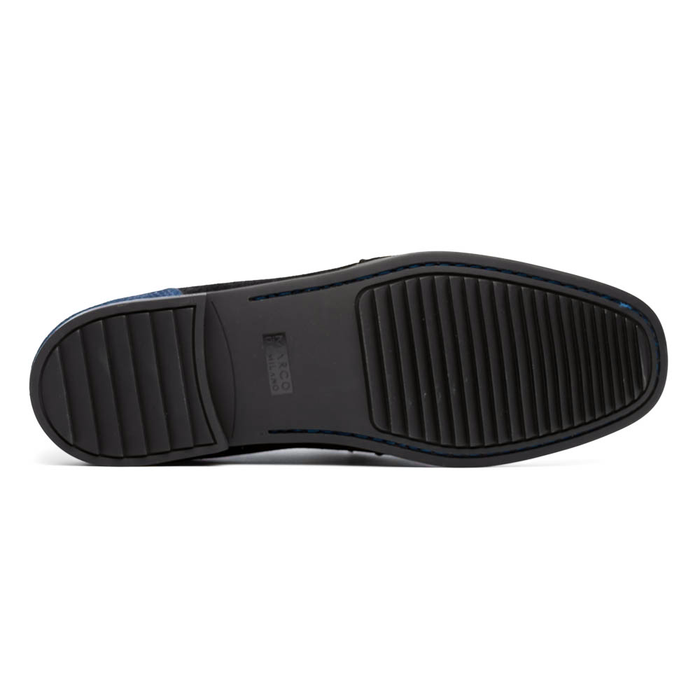 Marco Di Milano Navy-Brown Hugo Sueded Ostrich Leg Bit Loafers