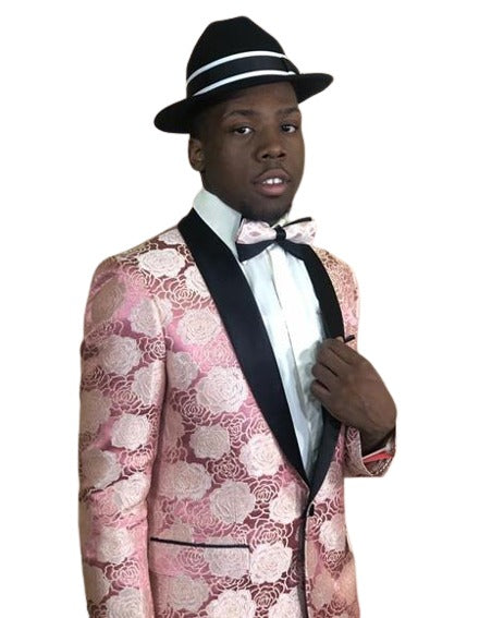 Rose Gold ~ Pink Color paisley Floral Shiny Fashion Blazer Dinner Jacket Paisley Sport Coat Flashy Stage Fancy Party Prom