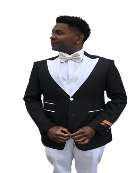 Men's Black And White Velvet Blazer - Sport Coat - Jacket