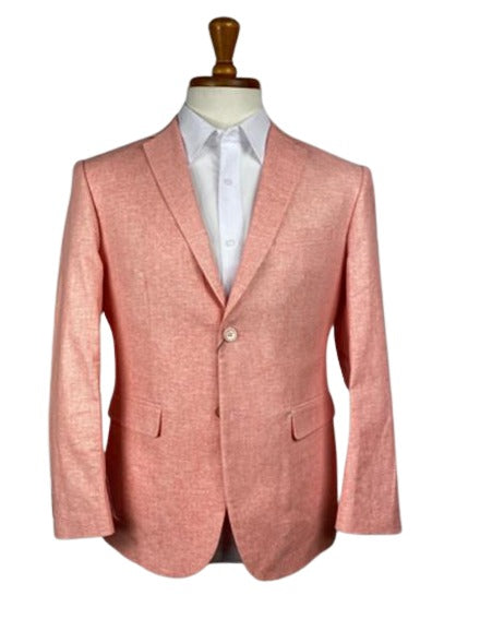 Men's Orange Two Flap Peak Lapel Front Pockets Sport Coat