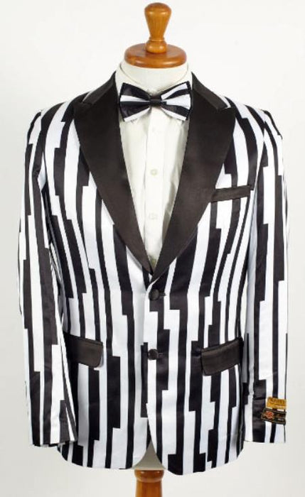 1920 Blazer - Mens Black and White Pinstripe Blazer - Black and White Striped Jacket