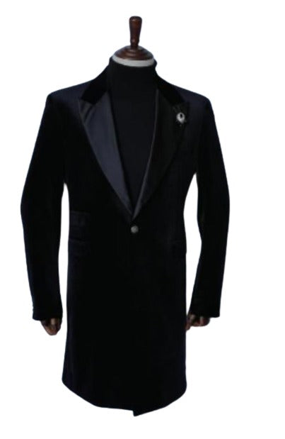 Velvet Tuxedo - Mens Velvet Blazer - Velvet Sport Coat - Three Quarter Length Black