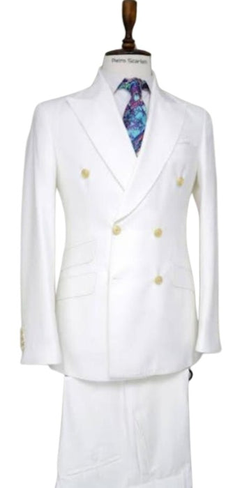 Double Breasted Blazer with Gold Buttons - White Sport Coat