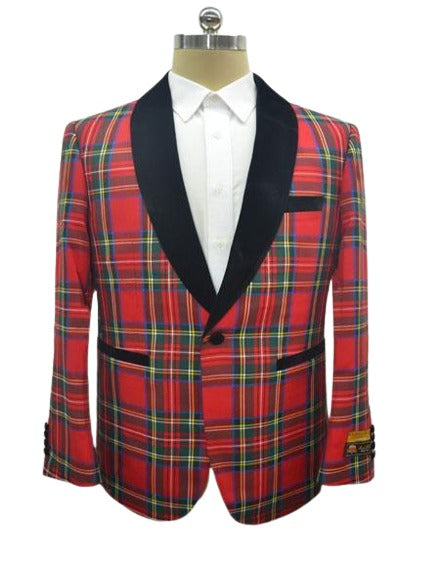 Holiday Blazer - Christmas Sport Coat - Red Christmas Plaid Blazer