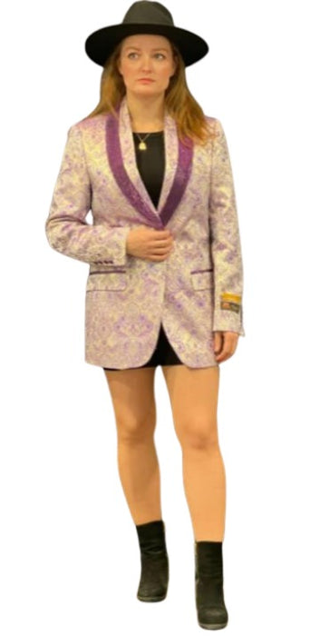 Mens Plus Size Blazers - Large Mens Blazers Mens "Lavnder" Paisley Blazer - Big and Tall Sport Coat With Bowtie