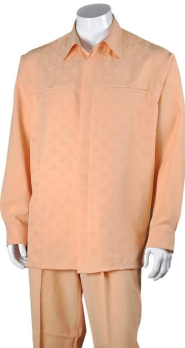 Mens 100% Polyester Two Pieces Walking Suit Peach