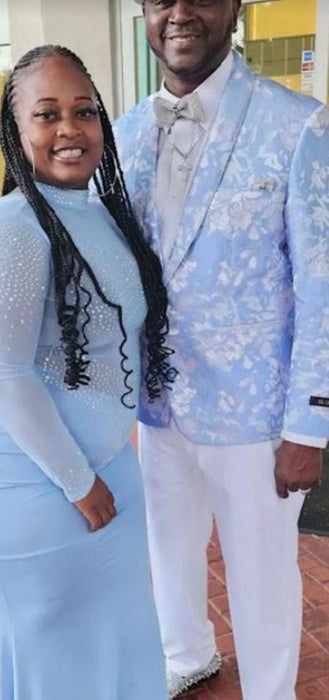 Light Blue and White Tuxedo - Sky Blue Suit With White Pants - Wedding Suit