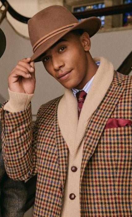 Mens Rustish Brown Vintage Suit - Brown and Copper Windowpane Suit - Eglish Brithish Looking Wool Suit