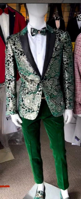 Green and Gold Blazer - Emerald Green Tuxedo - Wedding Tuxedo