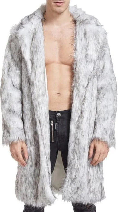 Faux Fur Coat for Men Luxury Cardigan Coat Winter Fashion White