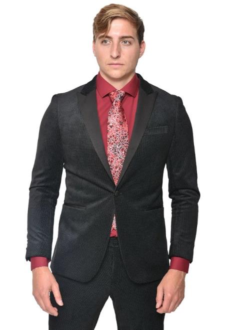 Mens Velvet Suit Black Suit