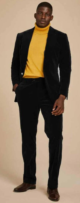 Mens Velvet Suit - Black Suit