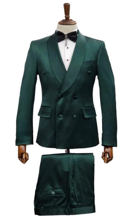 Mens Double Breast Suit Green