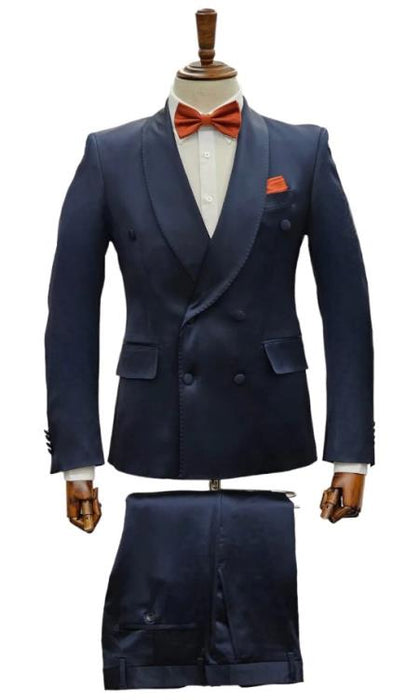 Mens Double Breast Suit Navy