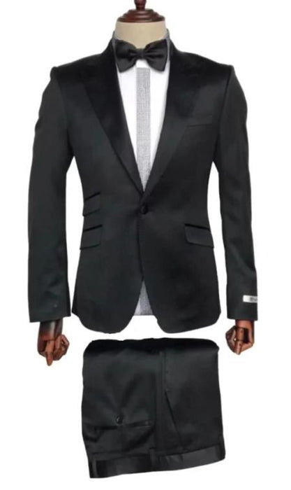 Mens Single Breast Suit Black