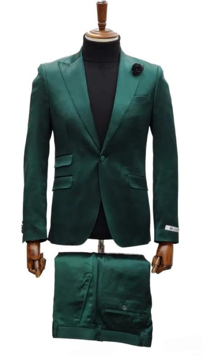 Mens Single Breast Suit Green