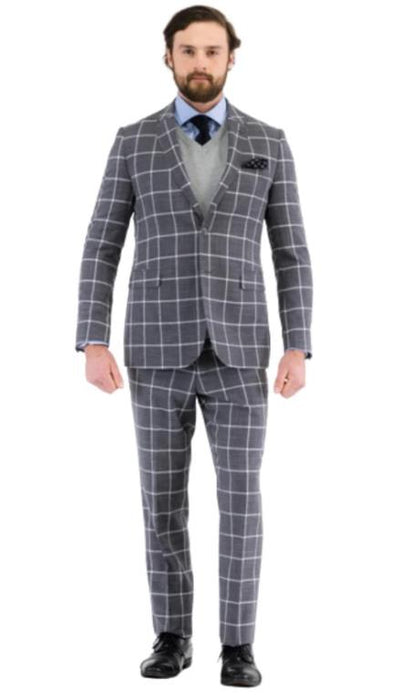 Big and Tall Suit - Plaid Suit - 1920s Gangster Grey Suit